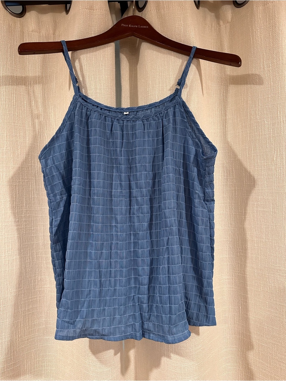 Blue Textured Spaghetti Strap Tank